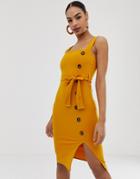 In The Style Button Down Midi Dress - Yellow