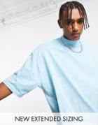 Asos Design Oversized T-shirt With Turtleneck In Blue-blues