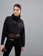 Ivy Park Funnel Neck Sweatshirt With Mesh Panel Inserts - Black