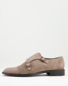 Topman Beige Real Suede Morley Monk Shoes-neutral