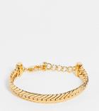 Asos Design 14k Gold Plated Bracelet In Herringbone Chain