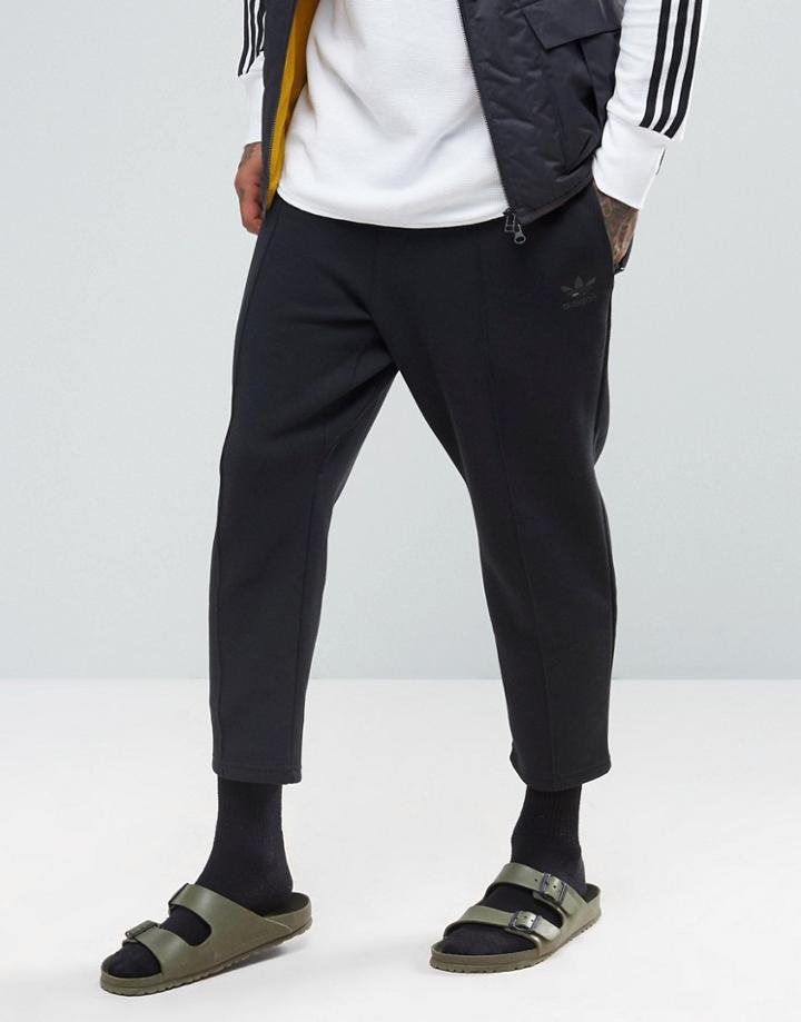 Adidas Originals Paris Pack Cropped Pin Tuck Joggers In Black Bk0550 - Black