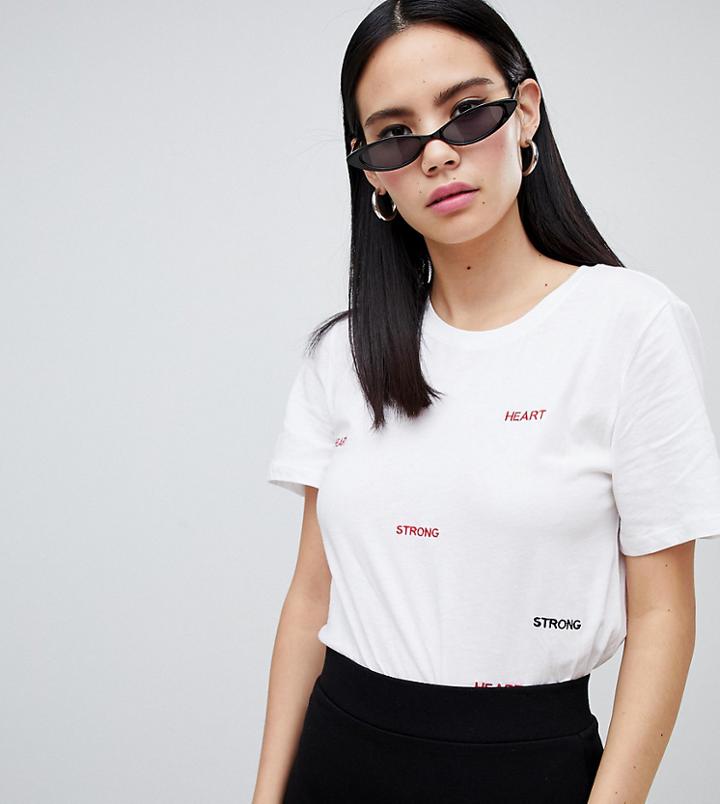 Monki Slogan T-shirt In White