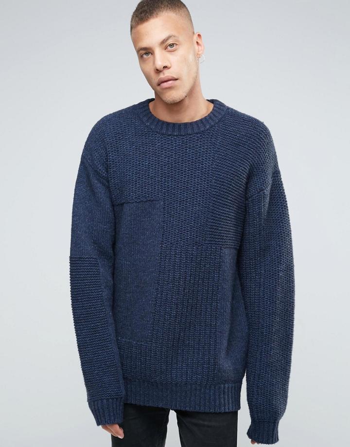 Weekday Thames Cable Sweater - Navy