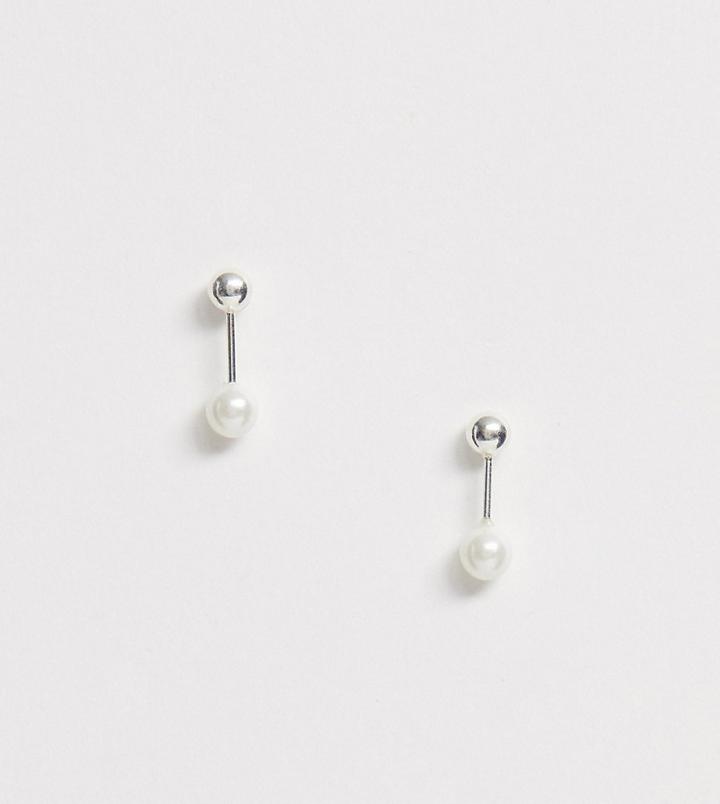 Kingsley Ryan Sterling Silver Pearl Drop Stud Earrings - Silver