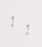 Kingsley Ryan Sterling Silver Pearl Drop Stud Earrings - Silver