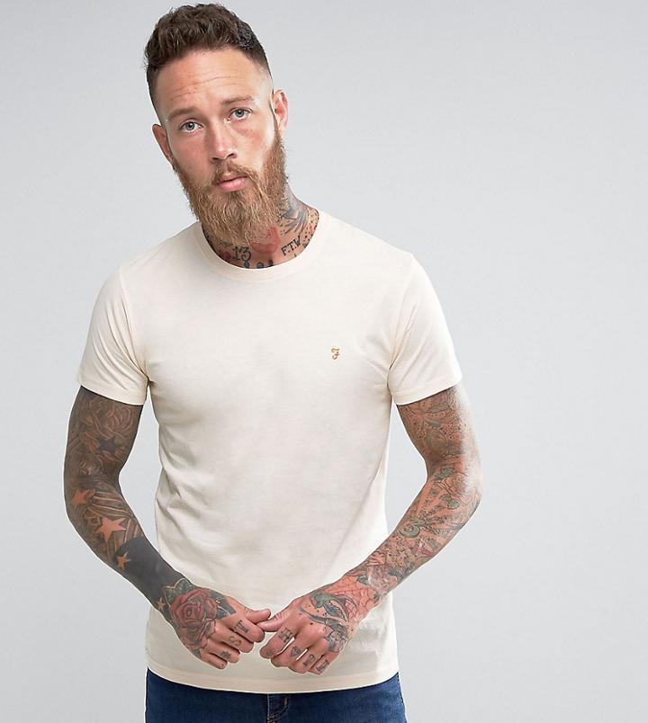 Farah T-shirt With F Logo Slim Fit Exclusive - Cream