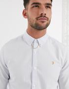 Farah Brewer Striped Shirt In White And Blue