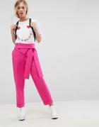 Asos Pant With Origami Waist And Tie Detail - Pink