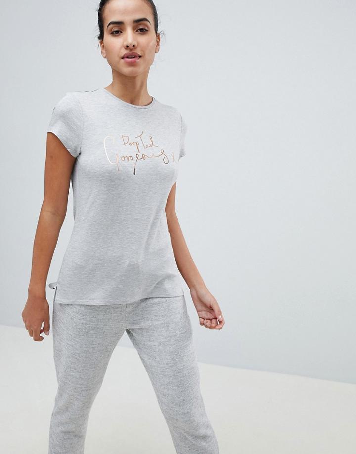 Ted Baker Drop Ted Gorgeous Slogan Tee - Gray