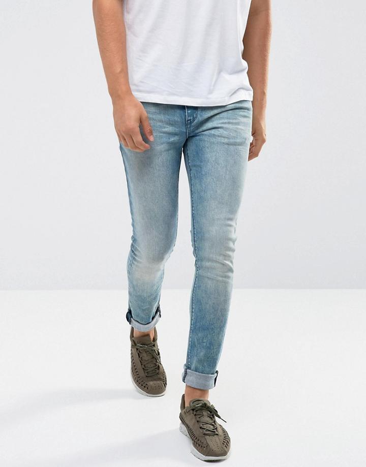 Asos Super Skinny Jeans In Vintage Mid Wash Blue - Blue