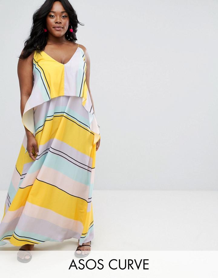 Asos Curve Stripe Crop Top Maxi Dress - Multi