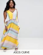 Asos Curve Stripe Crop Top Maxi Dress - Multi