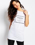 Nicce London Cut Off Sleeve Tank Tank With Open Box Logo - White