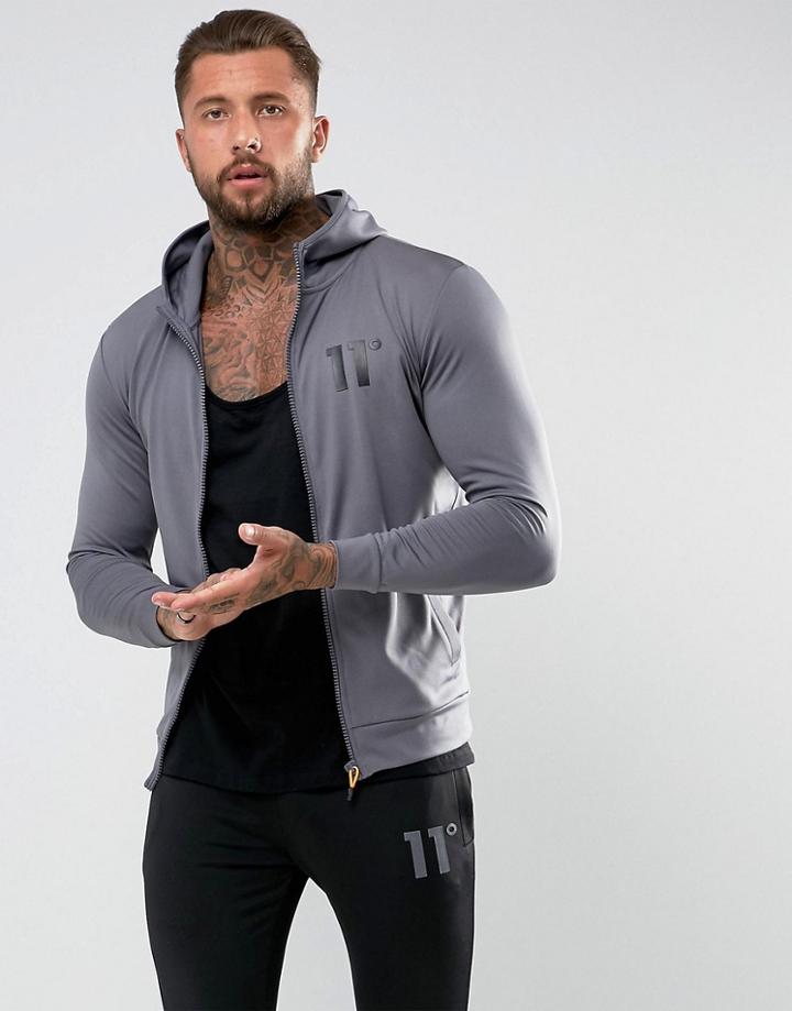 11 Degrees Track Zip Up Hoodie In Gray - Gray
