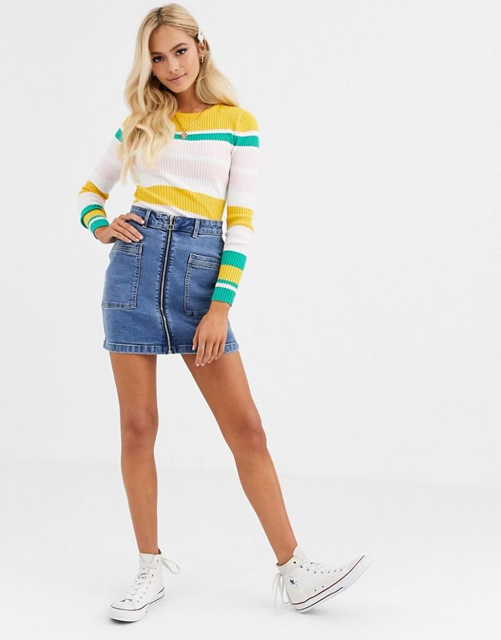 Jdy Denim Zip Detail Mini Skirt-blues