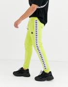Kappa 222 Banda Alanz Jogger With Side Taping In Lime-green