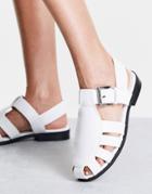 Asos Design Monika Fisherman Flat Shoes In White