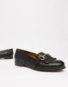Office Fright Black Leather Fringed Loafers - Black