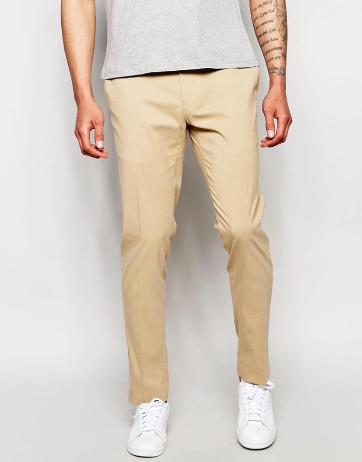 Asos Skinny Fit Smart Pants - Camel