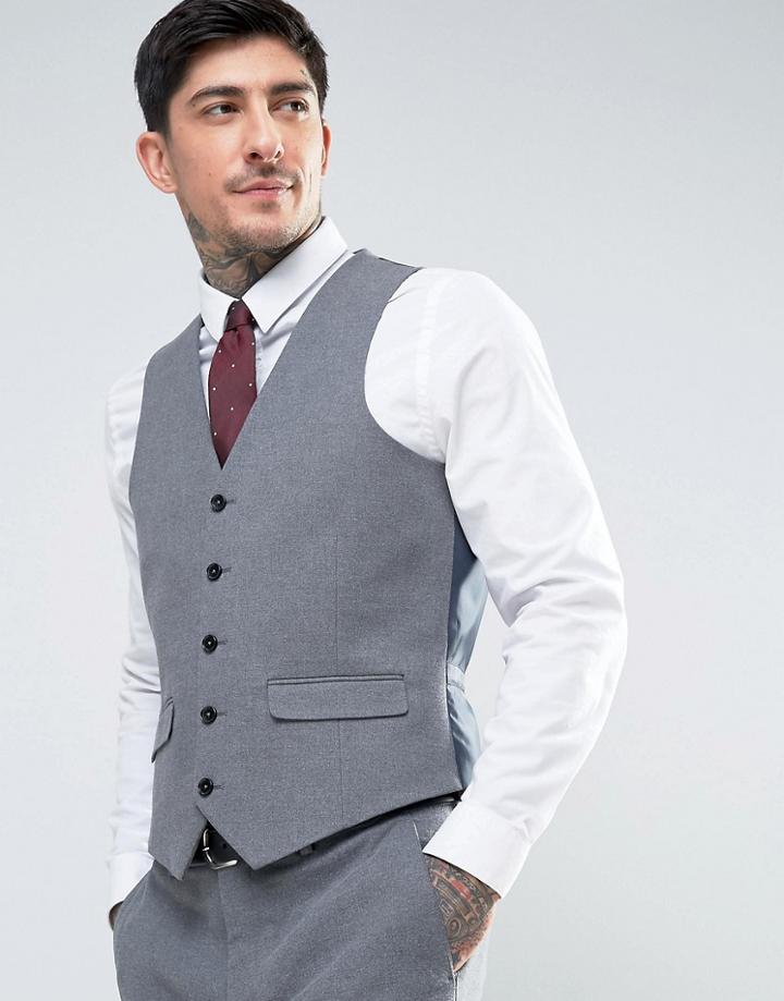 Harry Brown Slim Fit Flannel Vest - Gray