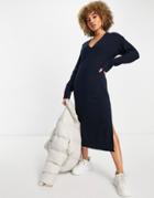 Na-kd X Rianne Meijer Knit Midi Dress In Navy-blues