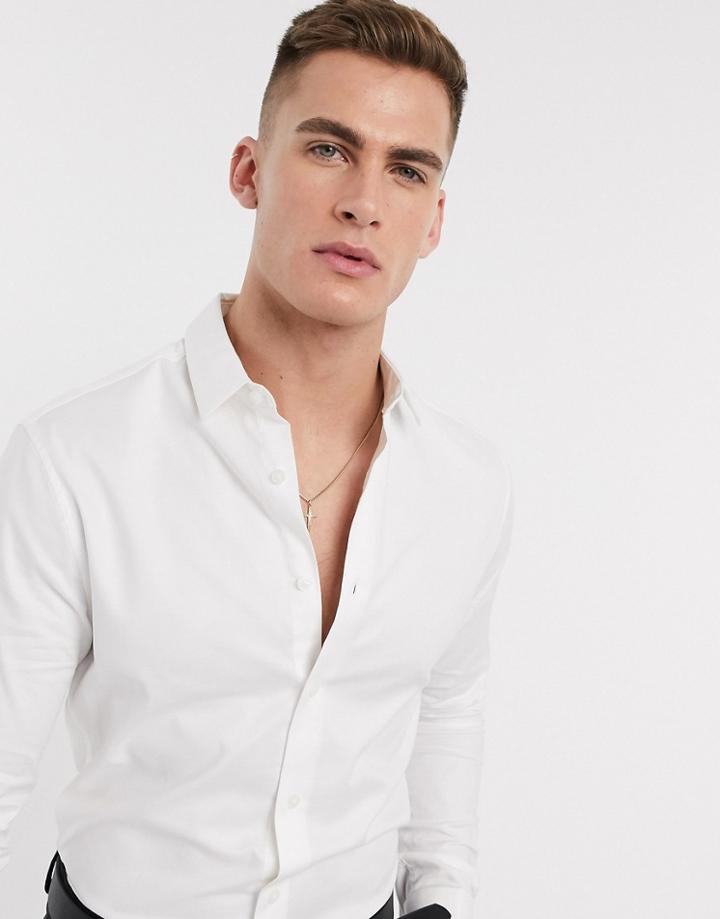 Asos Design Formal Skinny Fit Oxford Shirt In White