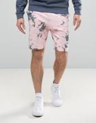 Asos Skinny Jersey Shorts In Tie Dye - Pink