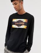 Asos Design Game Of Thrones Relaxed Long Sleeve T-shirt - Black