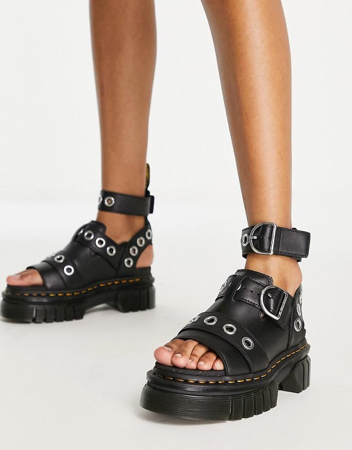 Dr Martens Ricki Sandals With Silver Hardware In Black
