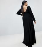 Fashionkilla Plus Open Back Maxi Dress With Thigh Split - Black