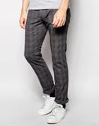 Esprit Skinny Fit Check Pants In Gray - Gray
