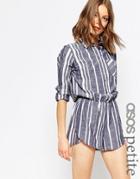 Asos Petite Stripe Woven Shirt Romper - Multi