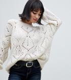 Stradivarius Cable Knit Sweater In Cream