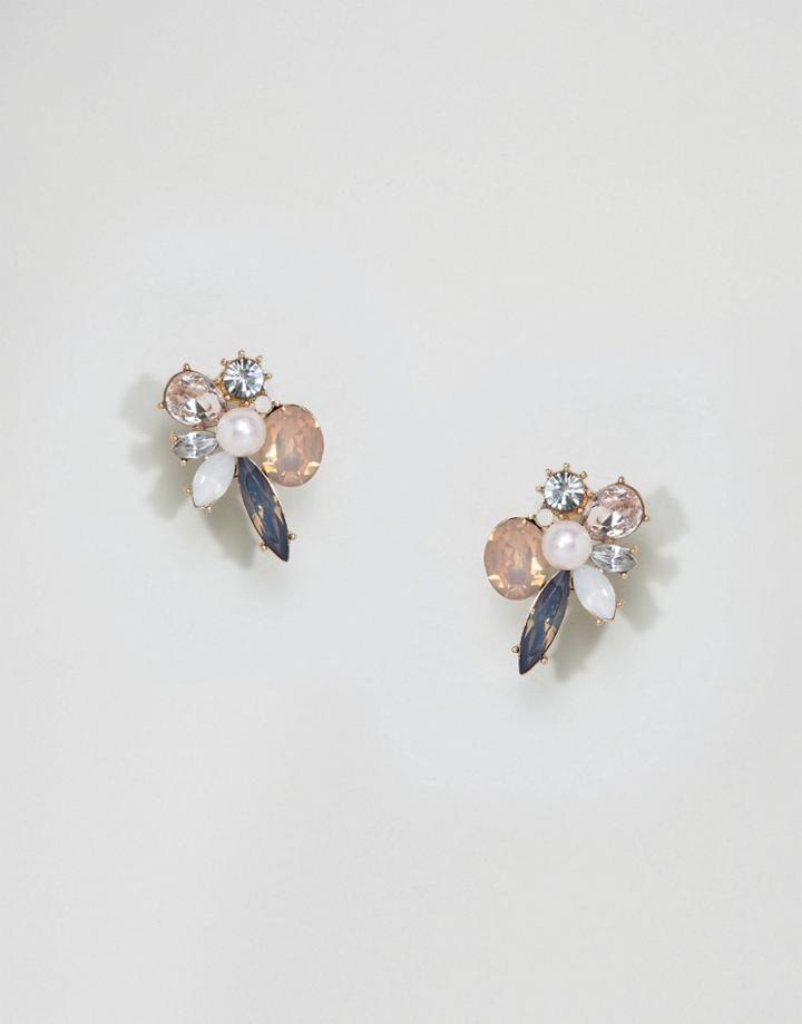 Aldo Floral Gem Stud Earrings - Gold