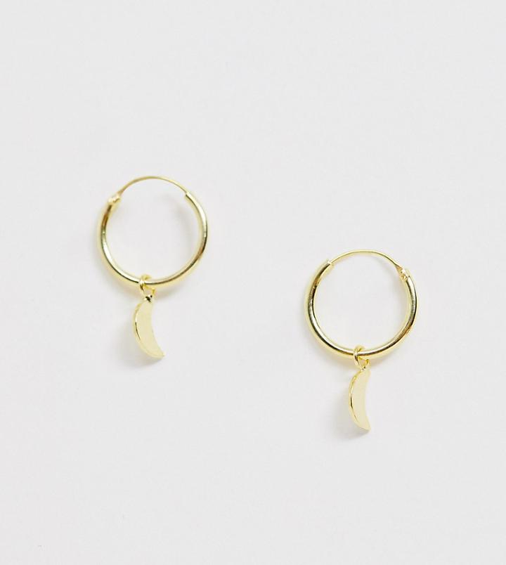 Kingsley Ryan Exclusive Sterling Silver Moon Drop Hoop Earrings - Gold