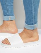 Asos Slider Sandals In White Snakeskin - White