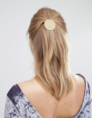 Orelia Shiny Disc Hair Clip - Gold