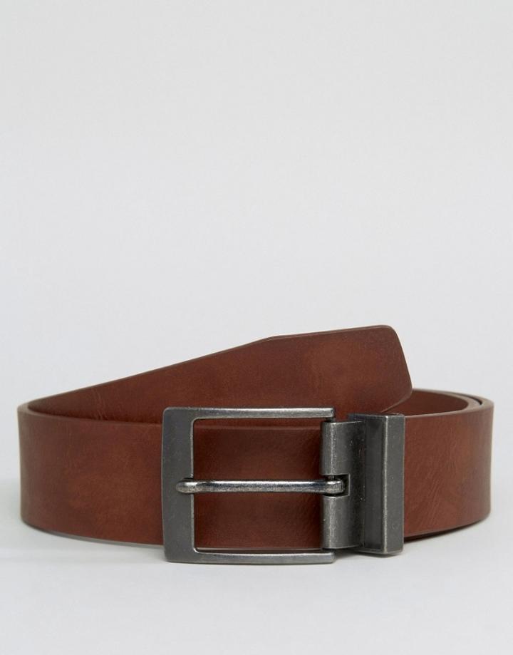 New Look Belt With Gunmetal Buckle In Brown - Brown