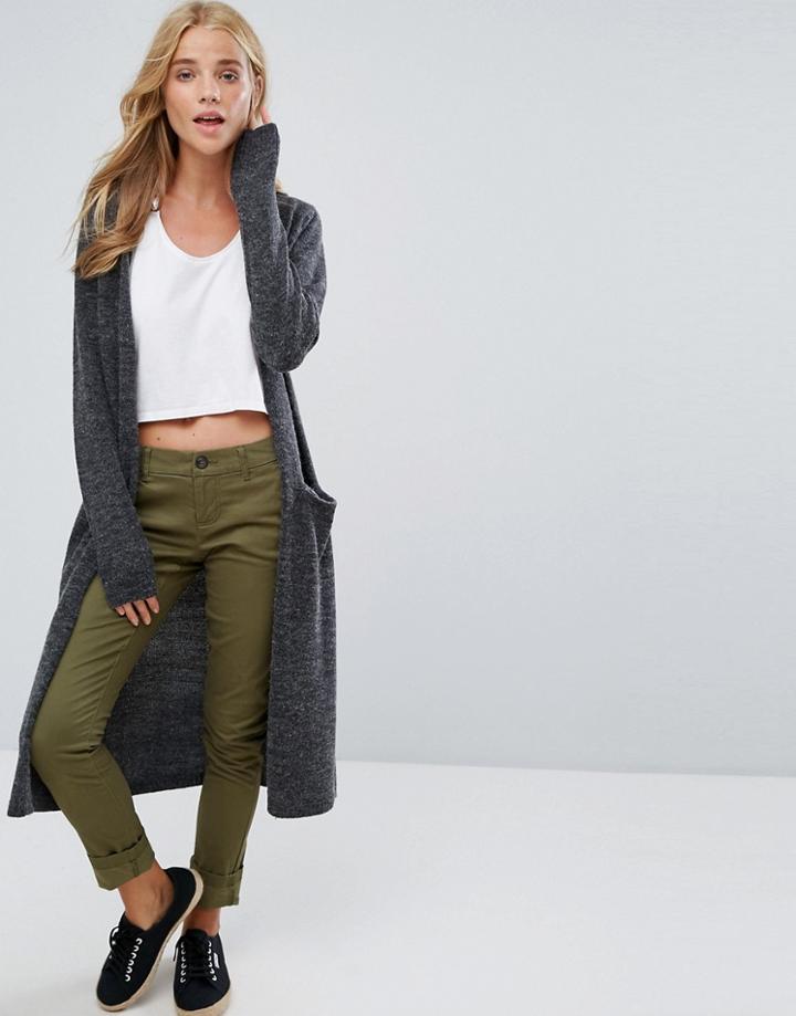Vila Knitted Long Cardigan - Gray