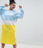 Asos Design Curve Oversize Midi Sweat Dress In Dip Dye Print - Multi