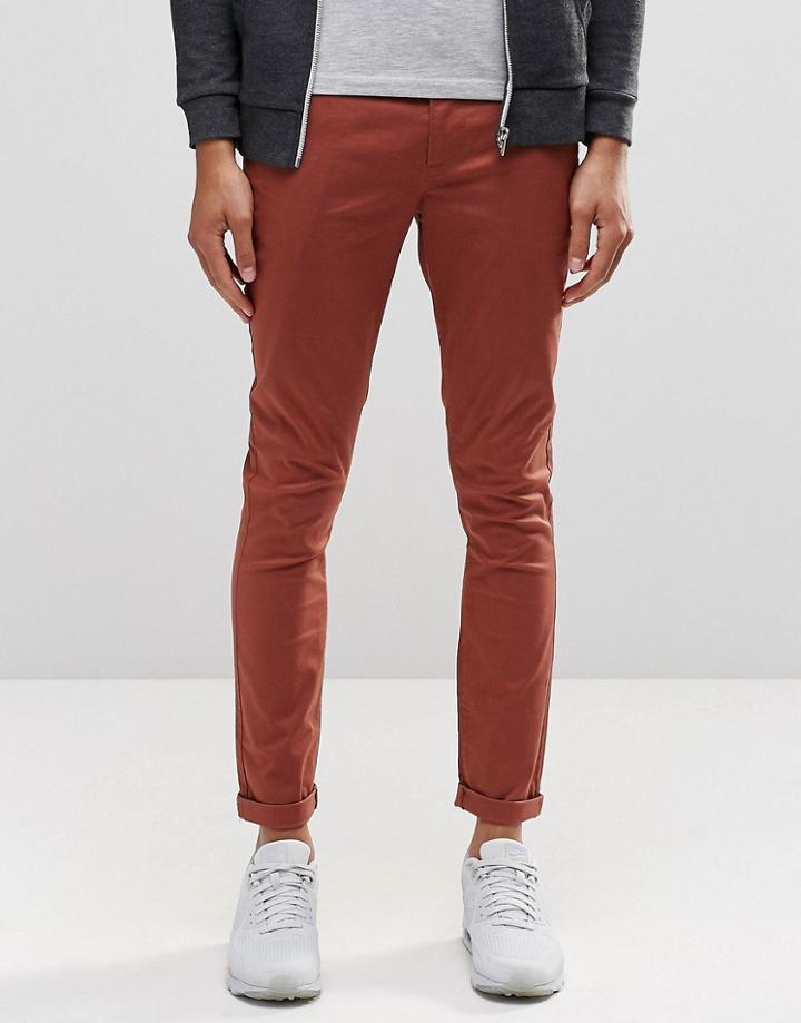 Asos Super Skinny Chinos In Brown - Friya Brown
