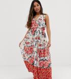 Parisian Petite Wrap Front Floral Border Print Maxi Dress - Multi