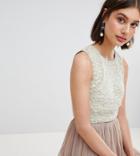 Lace & Beads Mermaid Embellishment Cropped Top - Multi