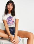 Lee Jeans Circle Palm Logo Tee In Off-white
