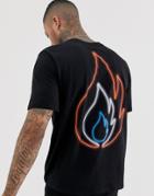 Bolongaro Trevor Flame Neon Back Print T-shirt - Black