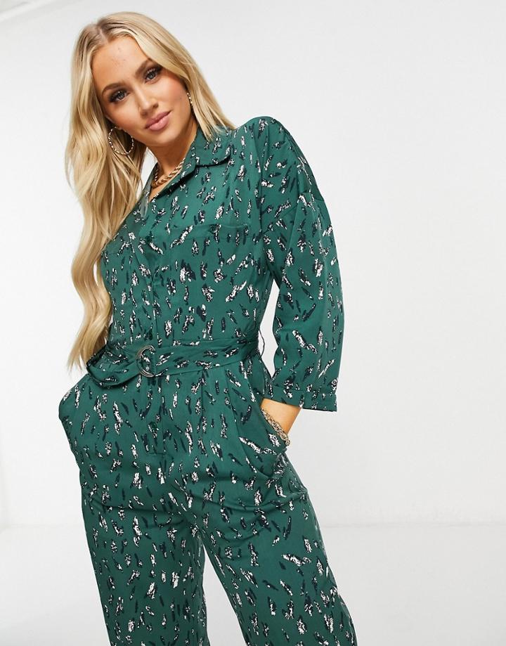 Ax Paris Wrap Jumpsuit In Smudge Print-multi