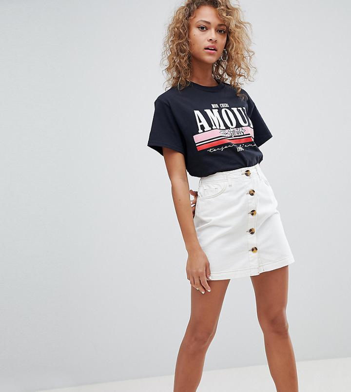 Miss Selfridge Button Up Mini Skirt-white