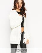 Daisy Street Slouchy Chunky Knit Cardigan - Cream