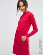 Asos Tall Sweat Dress With Kangaroo Pocket - Red